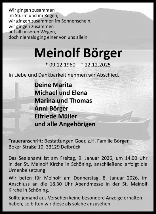 Traueranzeige von Meinolf Börger von Neue Westfälische und Westfalen-Blatt