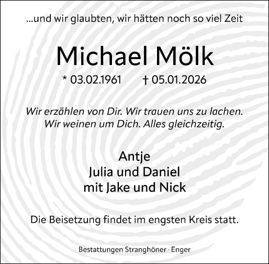 Traueranzeige von Michael Mölk von Neue Westfälische und Westfalen-Blatt