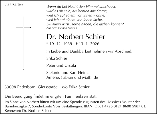 Traueranzeige von Norbert Schier von Neue Westfälische und Westfalen-Blatt