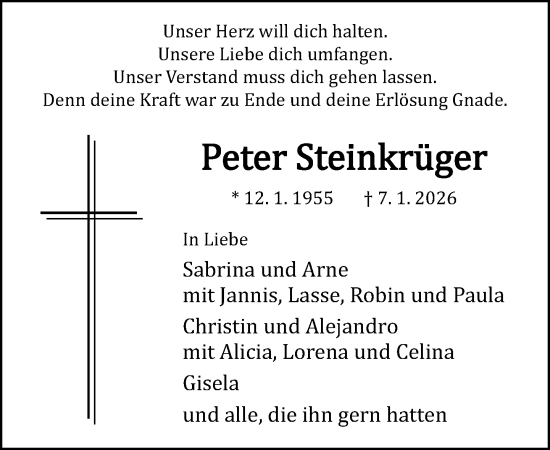 Traueranzeige von Peter Steinkrüger von Neue Westfälische und Westfalen-Blatt