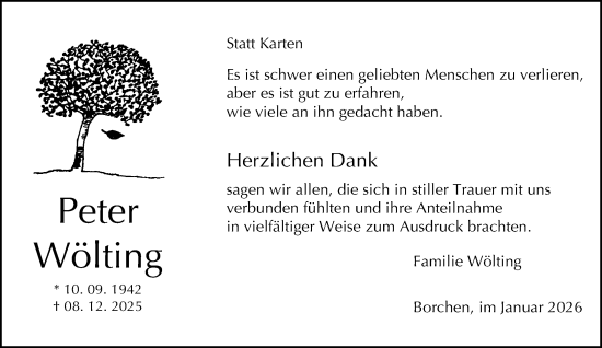 Traueranzeige von Peter Wölting von Neue Westfälische und Westfalen-Blatt