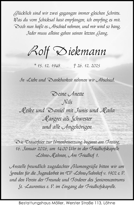 Traueranzeige von Rolf Diekmann von Neue Westfälische und Westfalen-Blatt