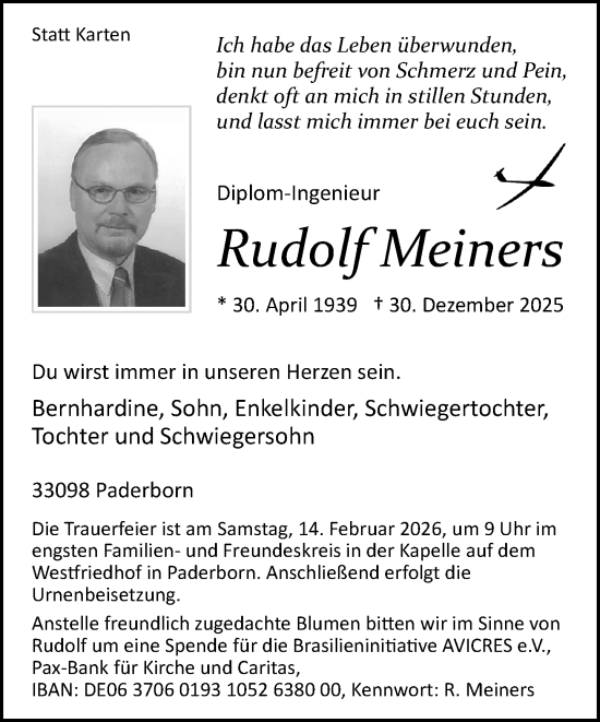 Traueranzeige von Rudolf Meiners von Neue Westfälische und Westfalen-Blatt