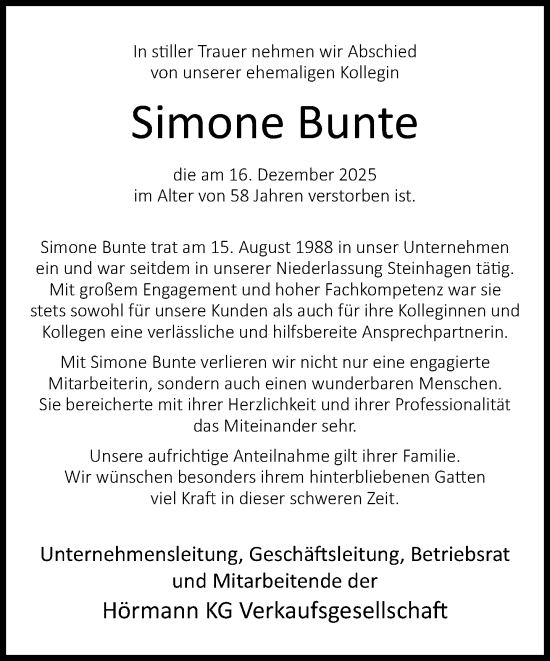 Traueranzeige von Simone Bunte von Neue Westfälische und Westfalen-Blatt