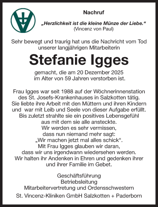 Traueranzeige von Stefanie Igges von Neue Westfälische und Westfalen-Blatt