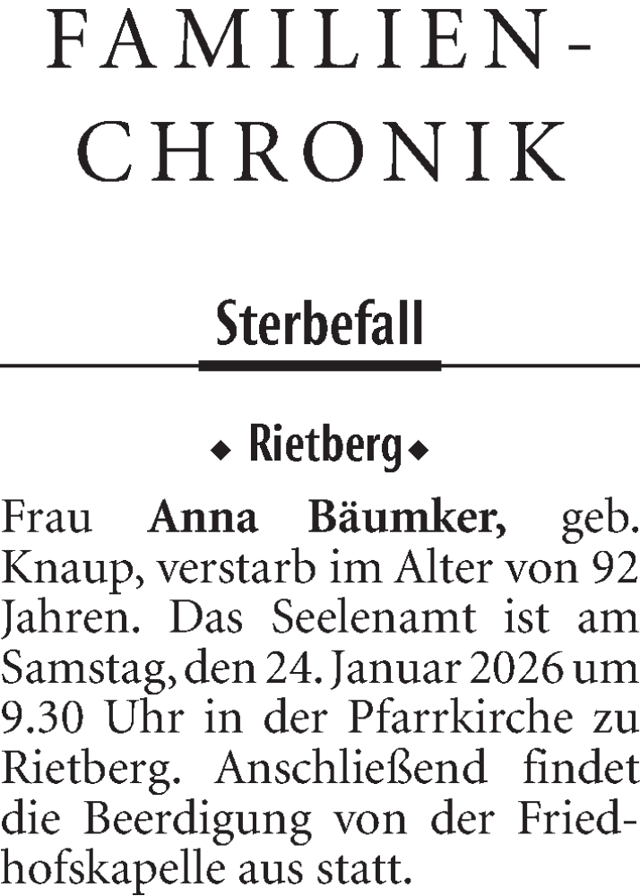  Traueranzeige für Sterbefall vom 23.01.2026 vom 23.01.2026 aus Neue Westfälische und Westfalen-Blatt
