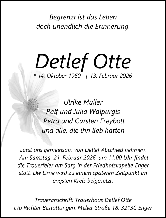 Traueranzeige von Detlef Otte von Neue Westfälische und Westfalen-Blatt