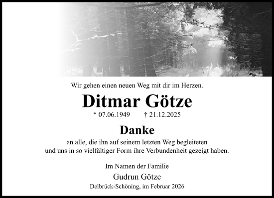 Traueranzeige von Ditmar Götze von Neue Westfälische und Westfalen-Blatt