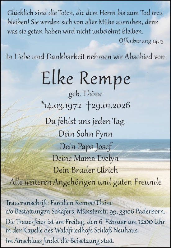Traueranzeige von Elke Rempe von Neue Westfälische und Westfalen-Blatt