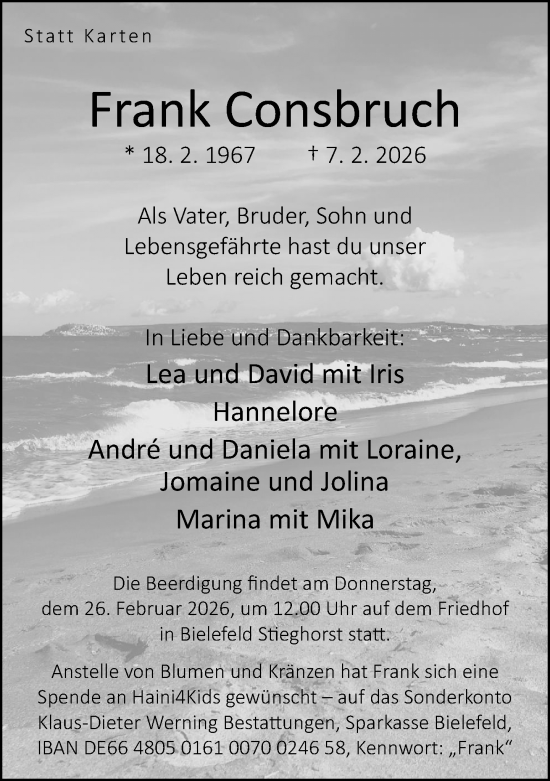 Traueranzeige von Frank Consbruch von Neue Westfälische und Westfalen-Blatt