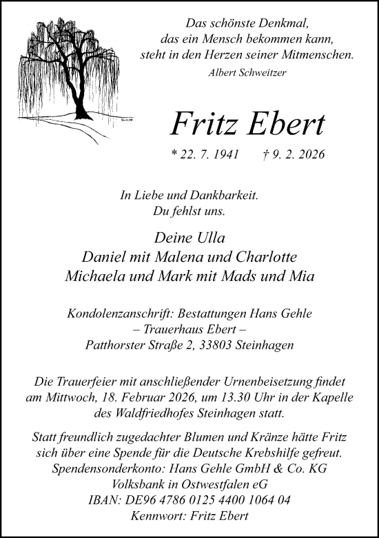 Traueranzeige von Fritz Ebert von Neue Westfälische und Westfalen-Blatt