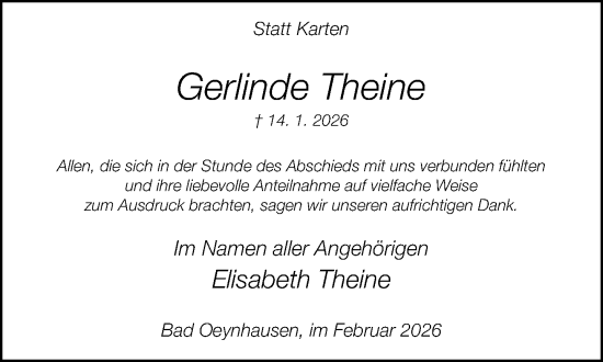 Traueranzeige von Gerlinde Theine von Neue Westfälische und Westfalen-Blatt