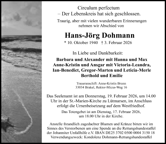 Traueranzeige von Hans-Jörg Dohmann von Neue Westfälische und Westfalen-Blatt