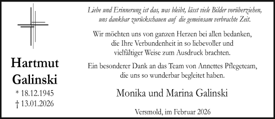 Traueranzeige von Hartmut Galinski von Neue Westfälische und Westfalen-Blatt