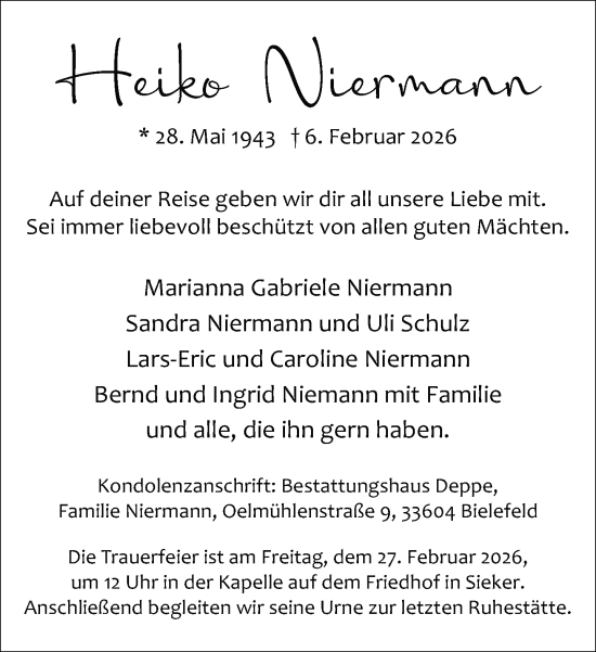 Traueranzeige von Heiko Niermann von Neue Westfälische und Westfalen-Blatt