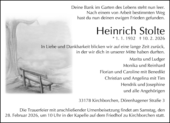Traueranzeige von Heinrich Stolte von Neue Westfälische und Westfalen-Blatt