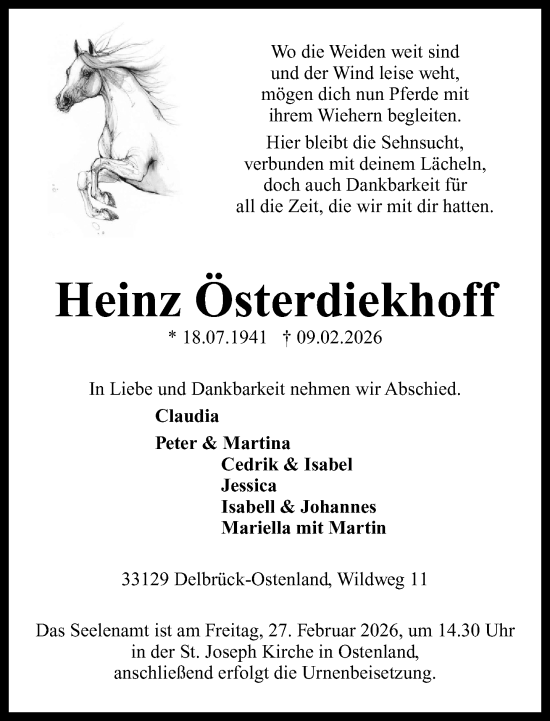 Traueranzeige von Heinz Österdiekhoff von Neue Westfälische und Westfalen-Blatt