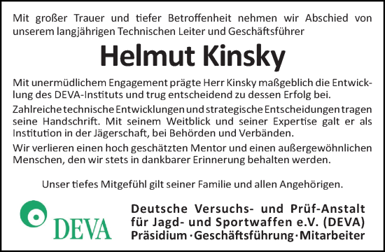 Traueranzeige von Helmut Kinsky von Neue Westfälische und Westfalen-Blatt