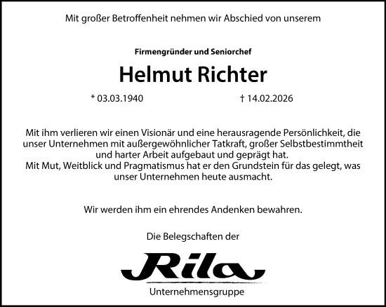 Traueranzeige von Helmut Richter von Neue Westfälische und Westfalen-Blatt