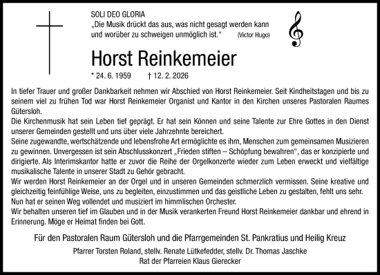 Traueranzeige von Horst Reinkemeier von Neue Westfälische und Westfalen-Blatt