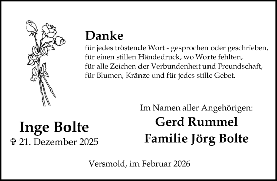 Traueranzeige von Inge Bolte von Neue Westfälische und Westfalen-Blatt