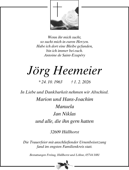 Traueranzeige von Jörg Heemeier von Neue Westfälische und Westfalen-Blatt