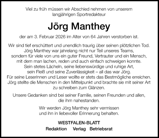Traueranzeige von Jörg Manthey von Neue Westfälische und Westfalen-Blatt