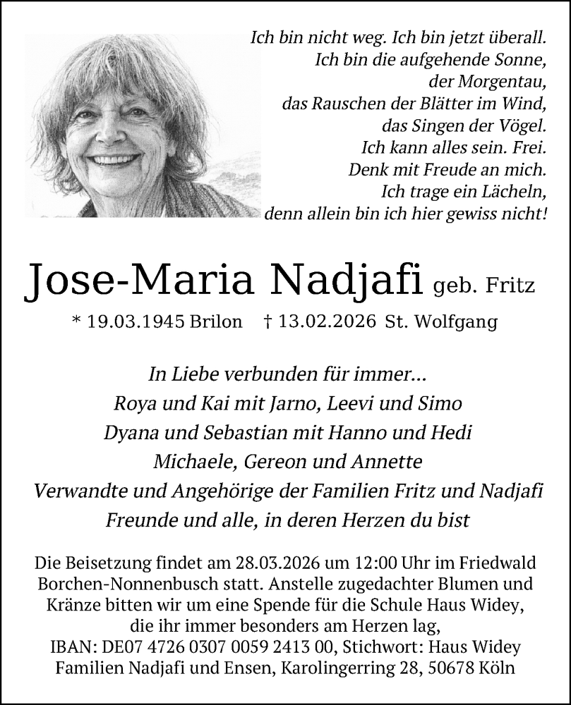  Traueranzeige für Jose-Maria Nadjafi vom 21.02.2026 aus Neue Westfälische und Westfalen-Blatt