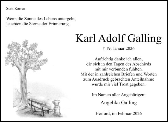 Traueranzeige von Karl Adolf Galling von Neue Westfälische und Westfalen-Blatt