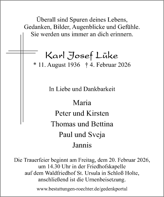 Traueranzeige von Karl Josef Lüke von Neue Westfälische und Westfalen-Blatt