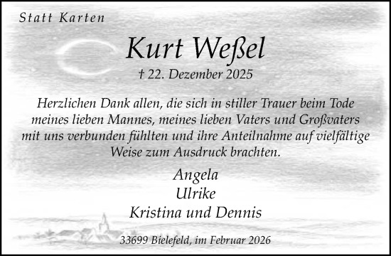 Traueranzeige von Kurt Weßel von Neue Westfälische und Westfalen-Blatt