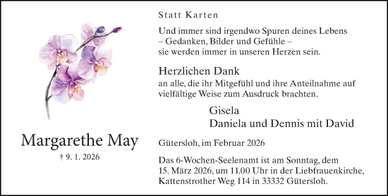 Traueranzeige von Margarethe May von Neue Westfälische und Westfalen-Blatt