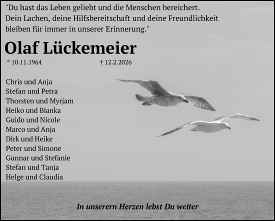 Traueranzeige von Olaf Lückemeier von Neue Westfälische und Westfalen-Blatt