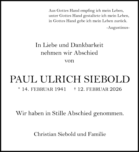 Traueranzeige von Paul Ulrich Siebold von Neue Westfälische und Westfalen-Blatt