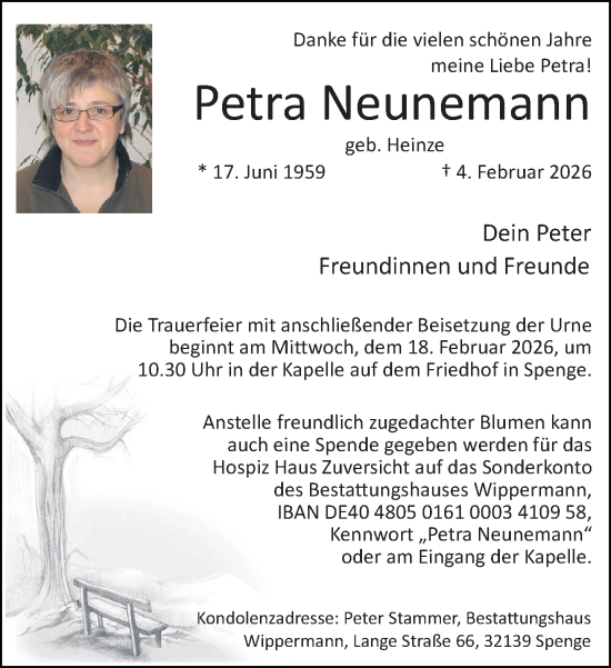 Traueranzeige von Petra Neunemann von Neue Westfälische und Westfalen-Blatt
