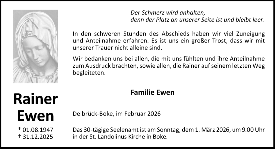 Traueranzeige von Rainer Ewen von Neue Westfälische und Westfalen-Blatt