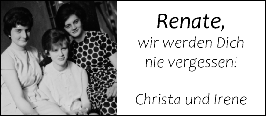 Traueranzeige von Renate  von Neue Westfälische und Westfalen-Blatt