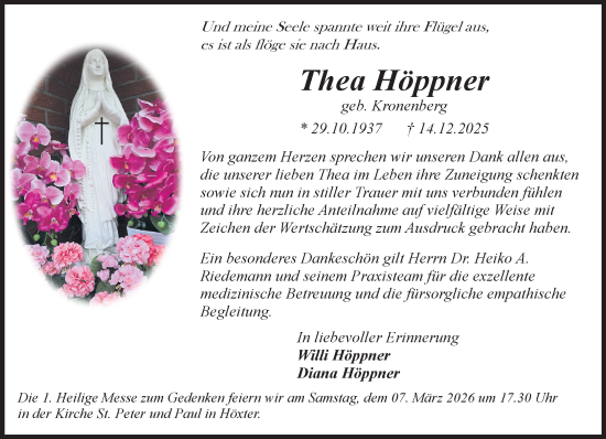 Traueranzeige von Thea Höppner von Neue Westfälische und Westfalen-Blatt