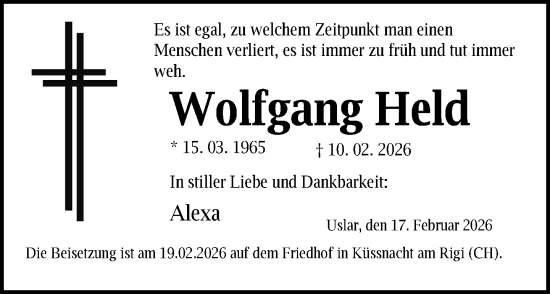 Traueranzeige von Wolfgang Held von Neue Westfälische und Westfalen-Blatt