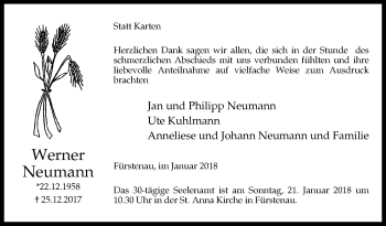 Traueranzeige von Werner Neumann von Westfalen-Blatt