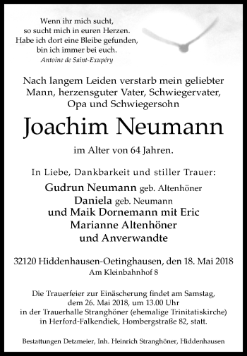 Traueranzeige von Joachim Neumann von Westfalen-Blatt