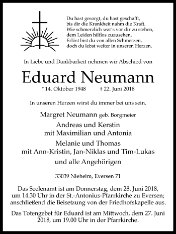 Traueranzeige von Eduard Neumann von Westfalen-Blatt