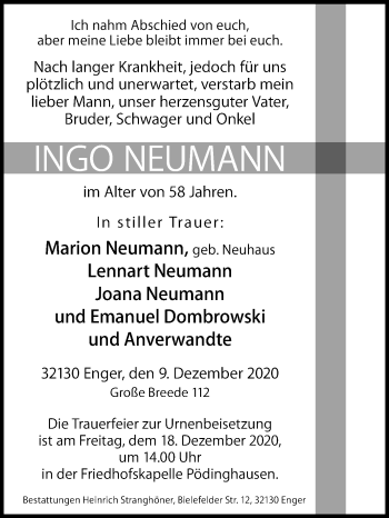 Traueranzeige von Ingo Neumann von Westfalen-Blatt