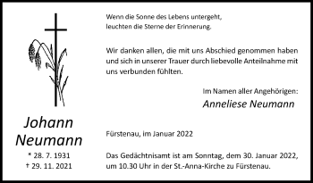 Traueranzeige von Johann Neumann von Westfalen-Blatt