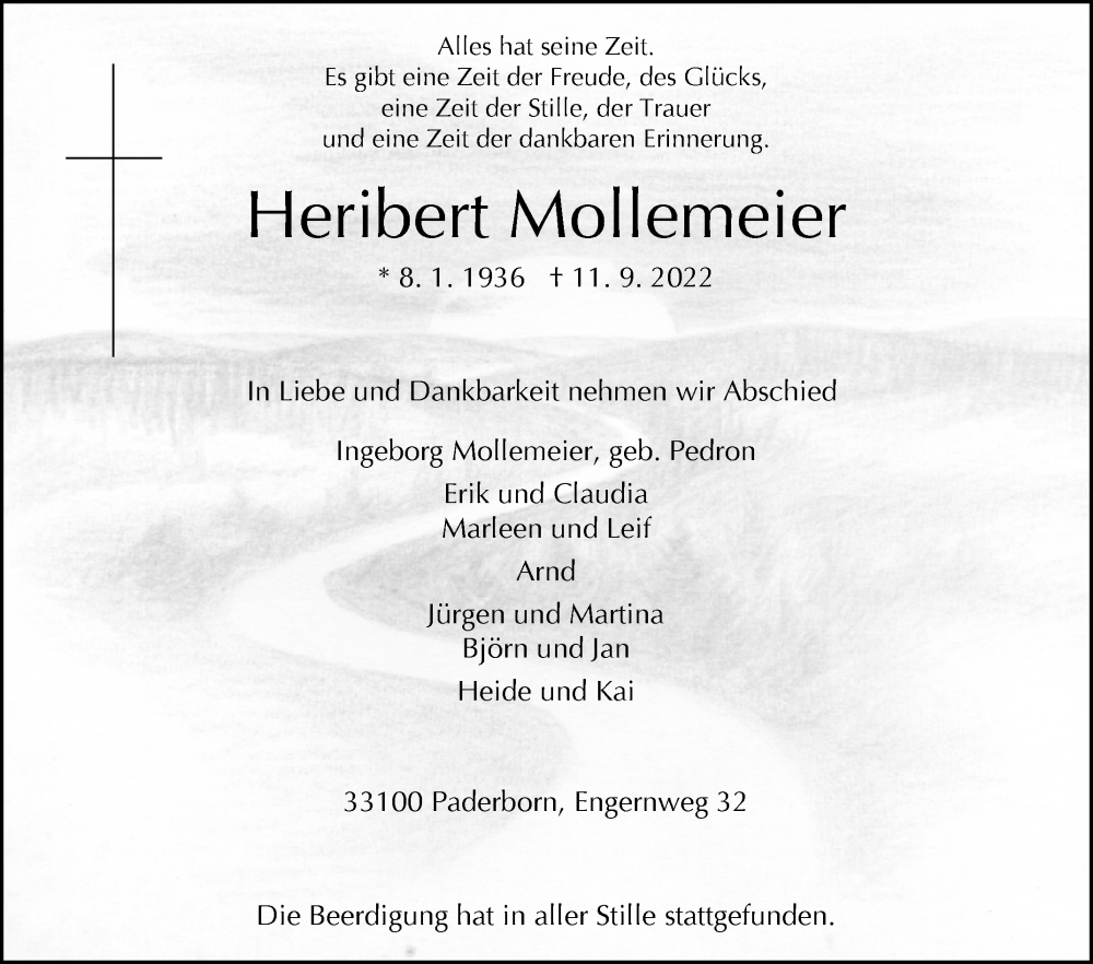  Traueranzeige für Heribert Mollemeier vom 17.09.2022 aus Westfalen-Blatt