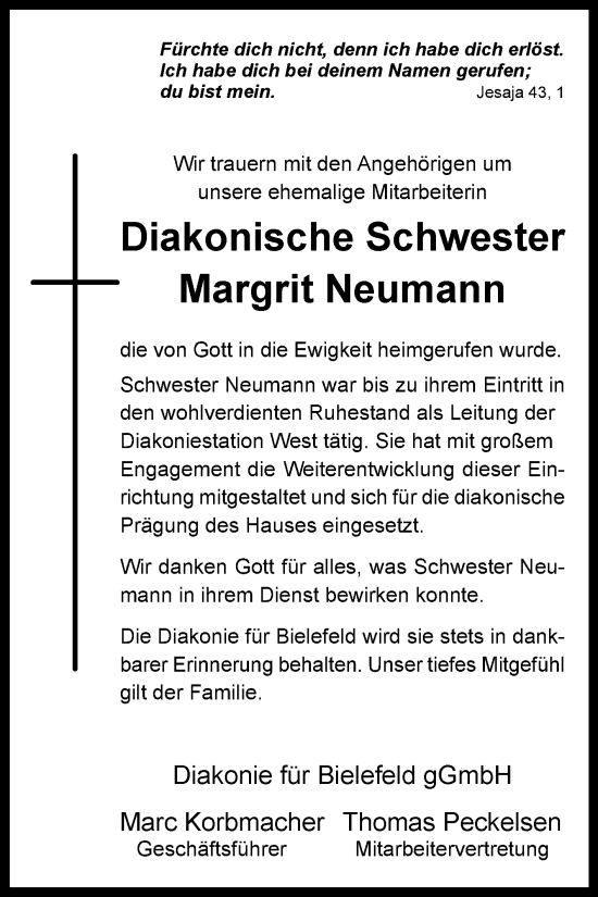 Traueranzeige von Margrit Neumann von Westfalen-Blatt