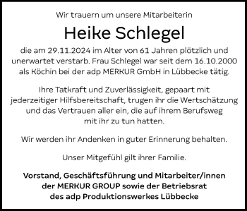 Traueranzeige von Heike Schlegel von Westfalen Blatt