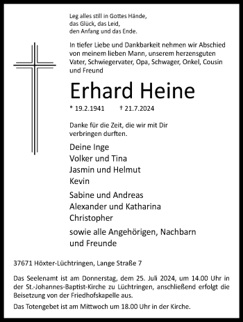 Traueranzeige von Erhard Heine von Westfalen Blatt