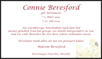 Traueranzeige von Connie Beresford von Westfalen Blatt