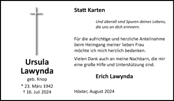 Traueranzeige von Ursula Lawynda von Westfalen Blatt